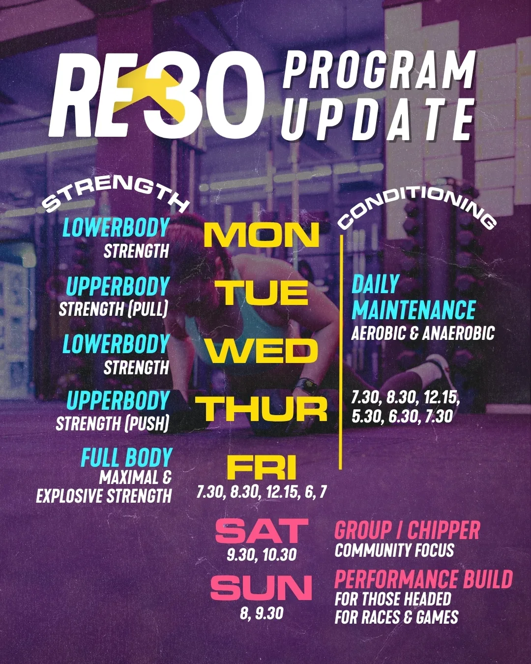 RE30 Programme Schedule